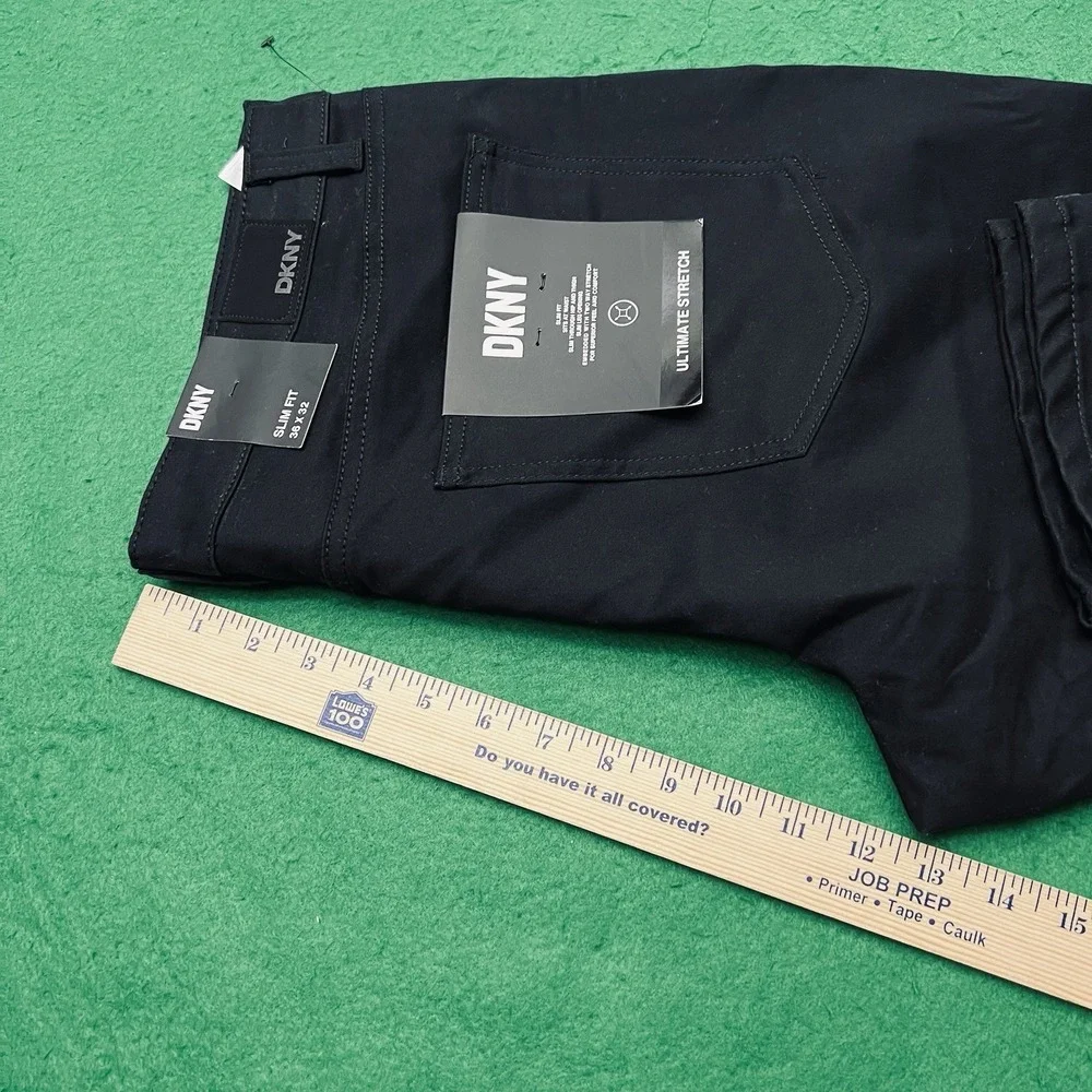 DKNY Ultimate Stretch Slim Fit Pants Stanton Mens Size 36 X 32 Black